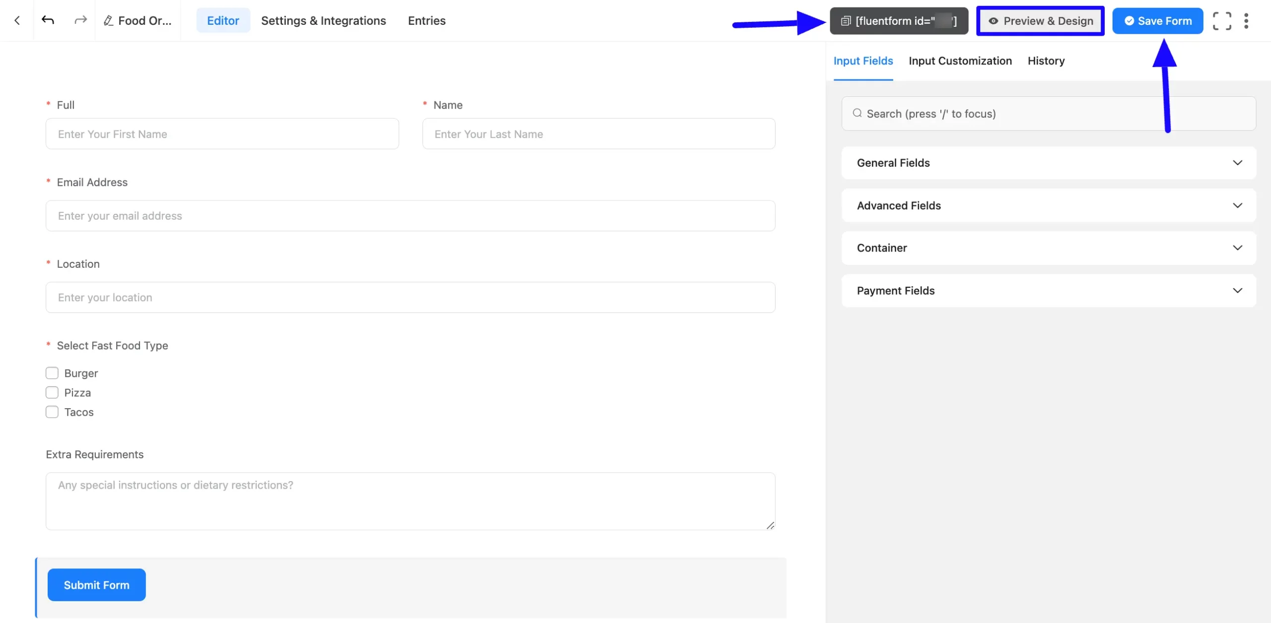 Save Fluent Forms