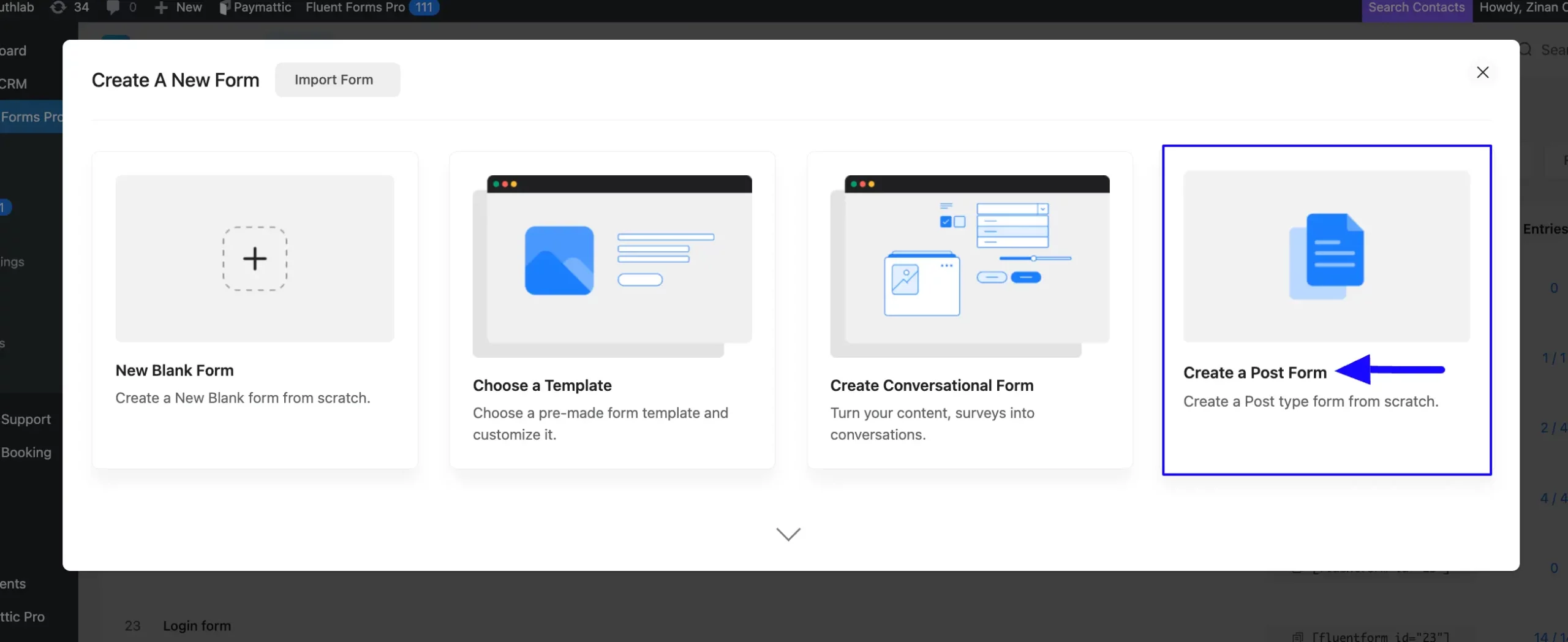 Create post form