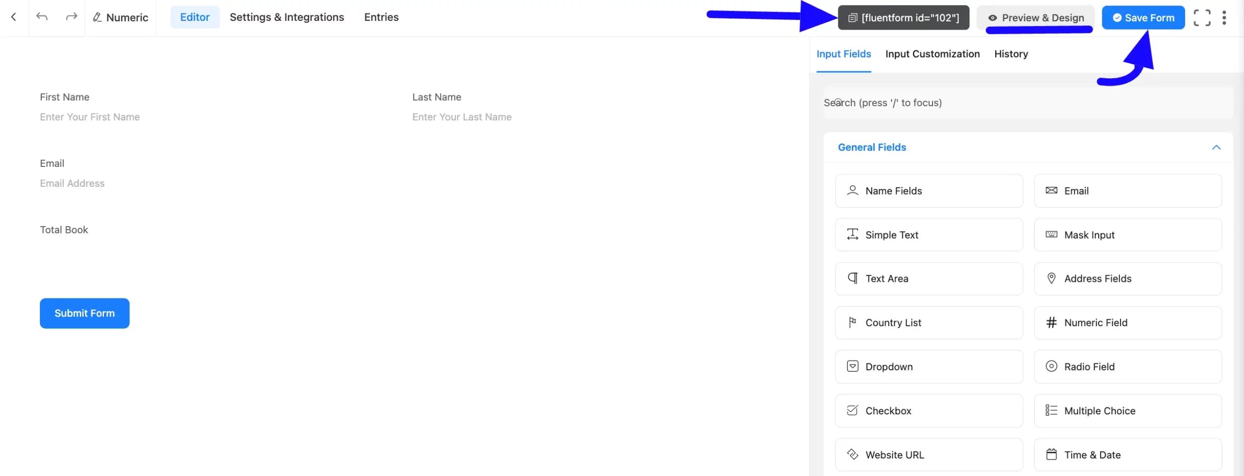 Save Numeric Input Field