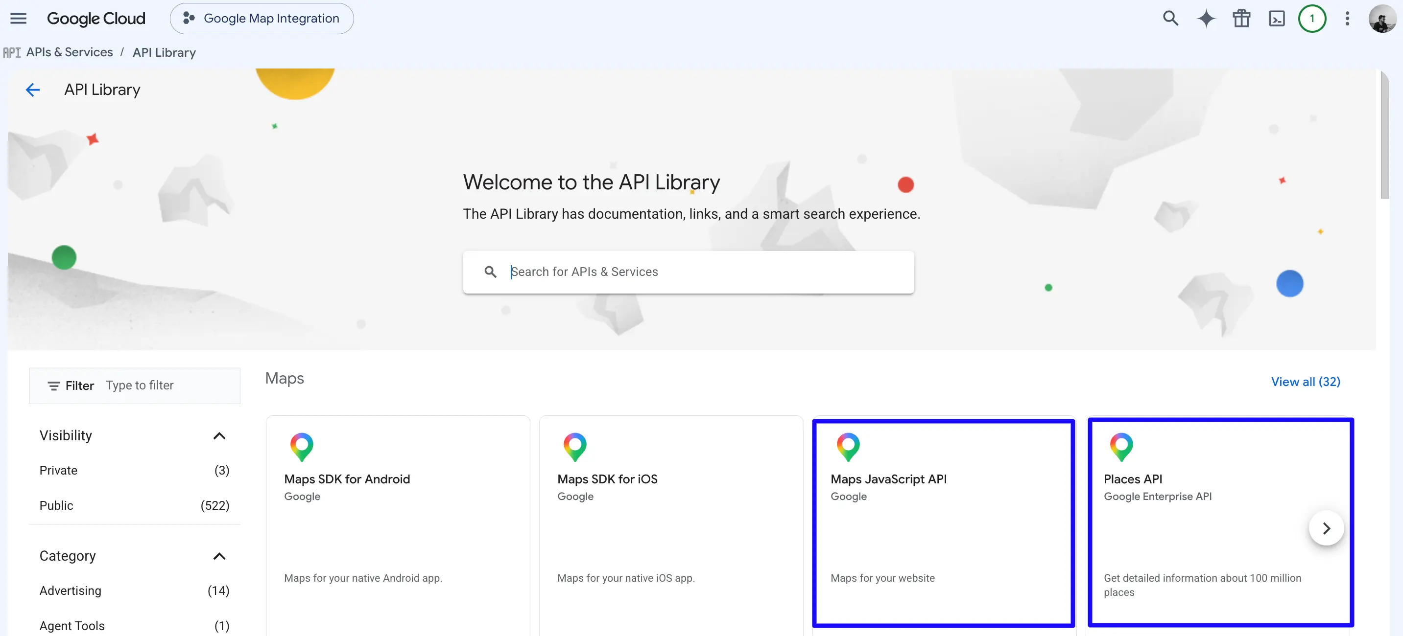 Maps Javascript Place API
